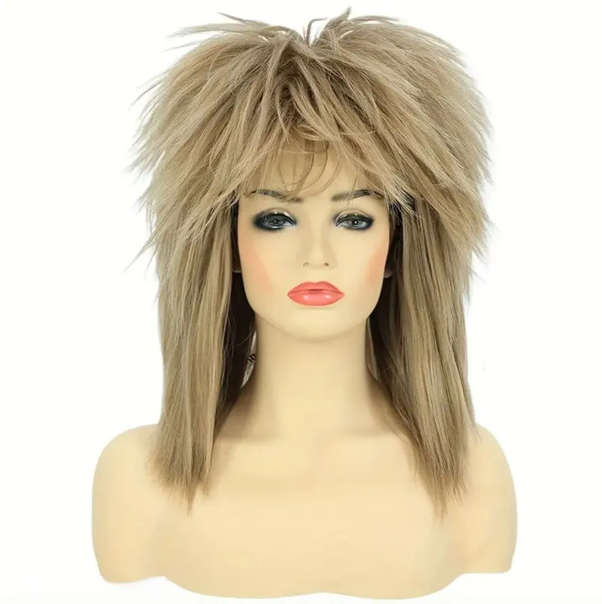 Toy Cosplay 80s Punk Rockstar Glamour Mullet Wig Halloween Costume Party