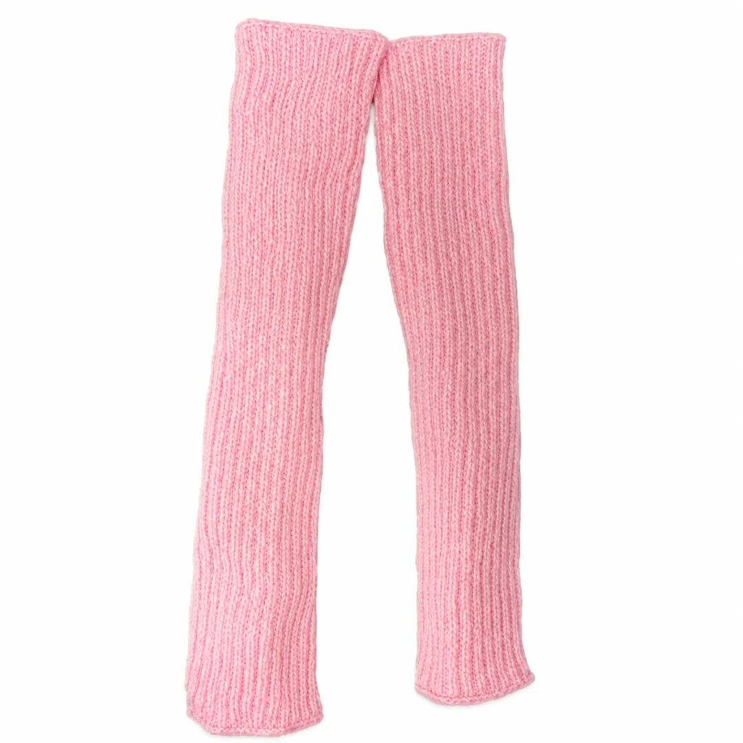 Pink Ballet Leg Warmers - Soft Knit Dancewear Accessory for Girls (Large)
