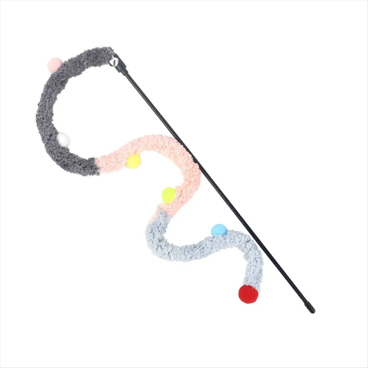 5 Piece Cat Toys Feather Cat Teaser Wand Cat Interactive Toys Gray&Pink