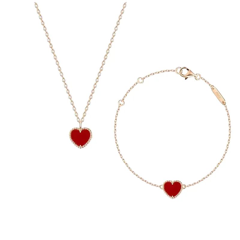 Motif Heart Jewellery Set Necklace And Bracelet for Women