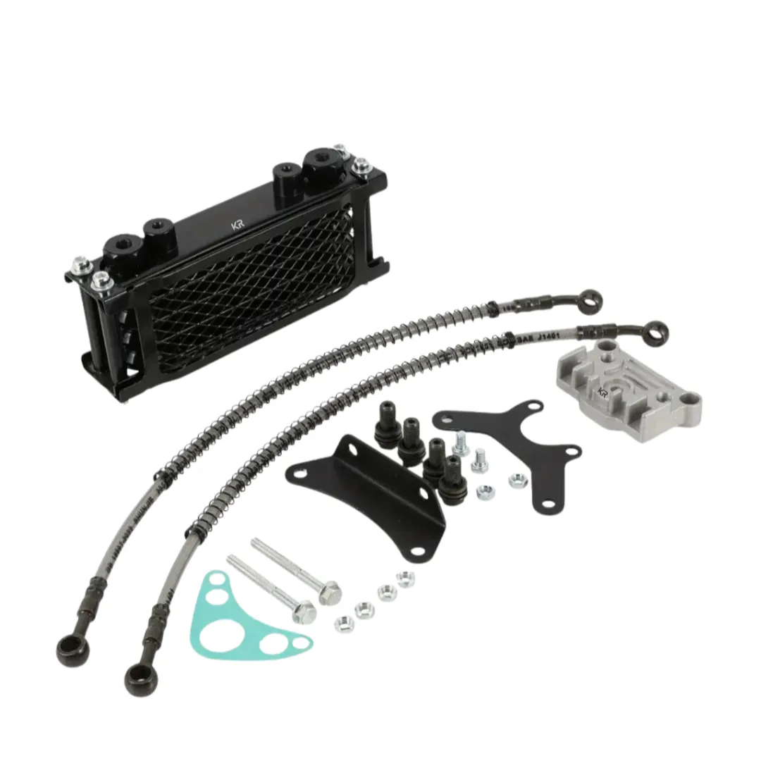 KR Motorcycle Oil Cooler Line, Hoses and Sandwich Plate Adapter Set - AN10