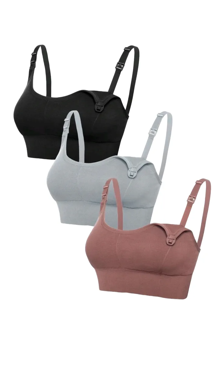 Women Wirefree Seamless Maternity Nursing Bras - Set of 3