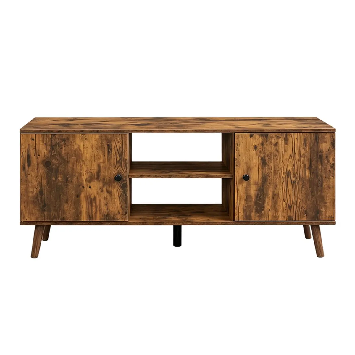Vintage Wood-Grain TV Stand For Living Room, With Shelves and Cabinets,Home