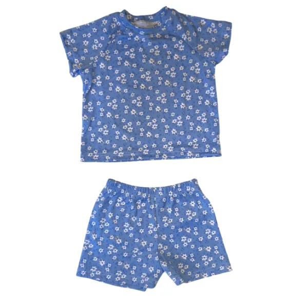 Baby/Toddler/Kids Summer Pajamas for Girls-Blue Flowers