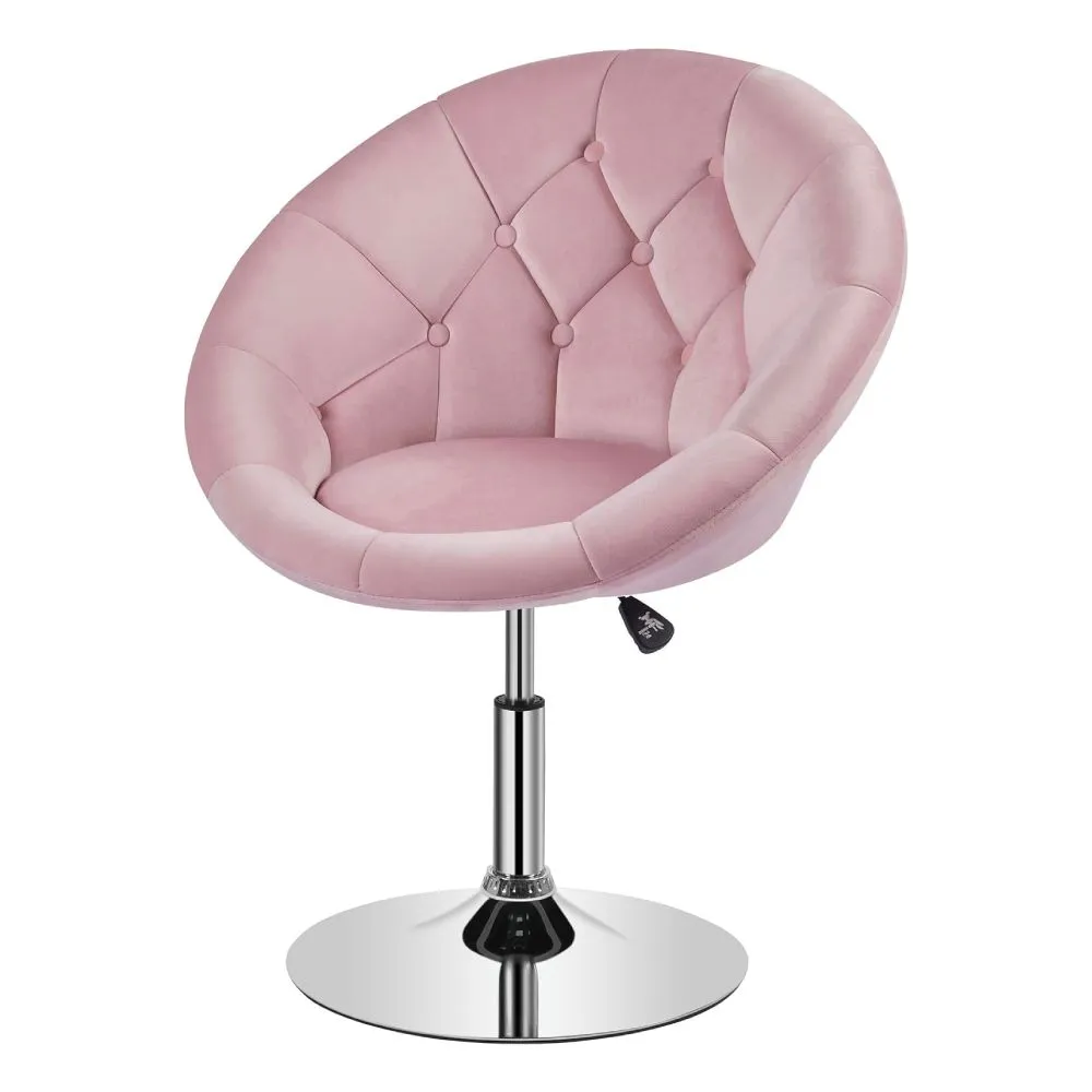 LASA Durable Height Adjustable Swivel Vanity Chair Round Back - Pink