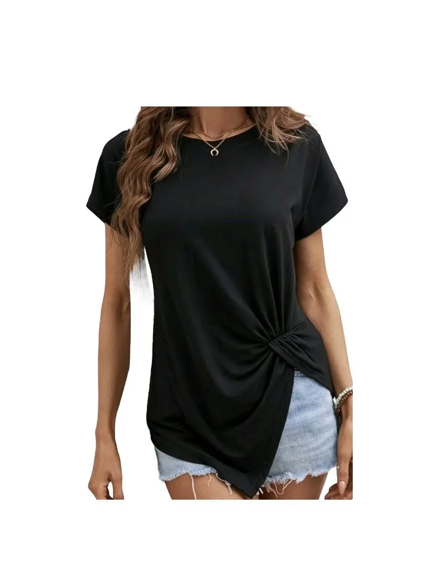 Women Short Sleeve Round Top