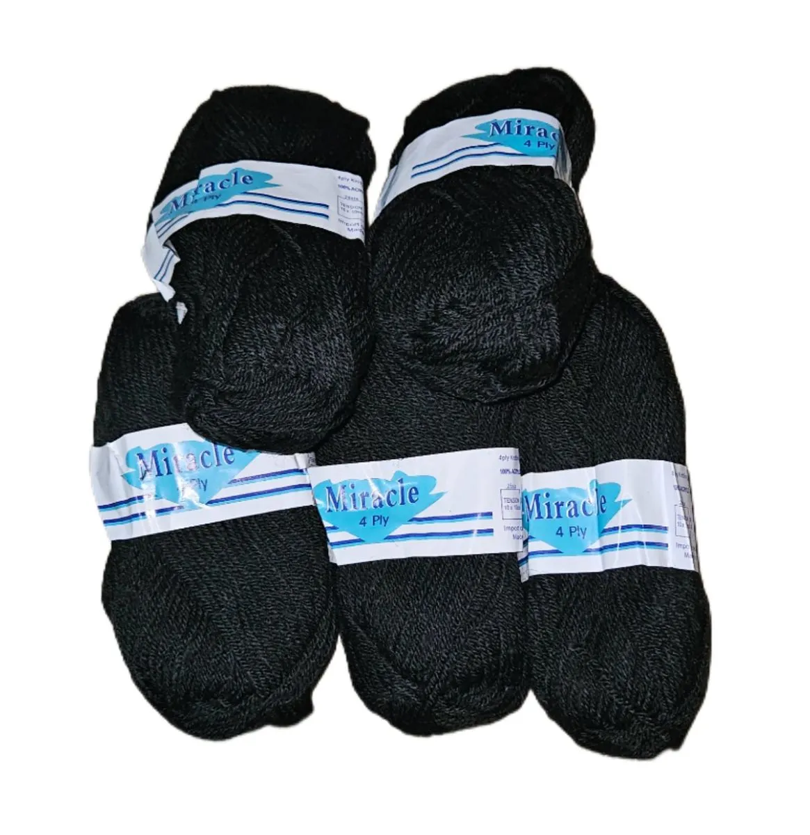 Wool Yarn 4ply for knitting & craft hobbies 5 x 100g each - Black