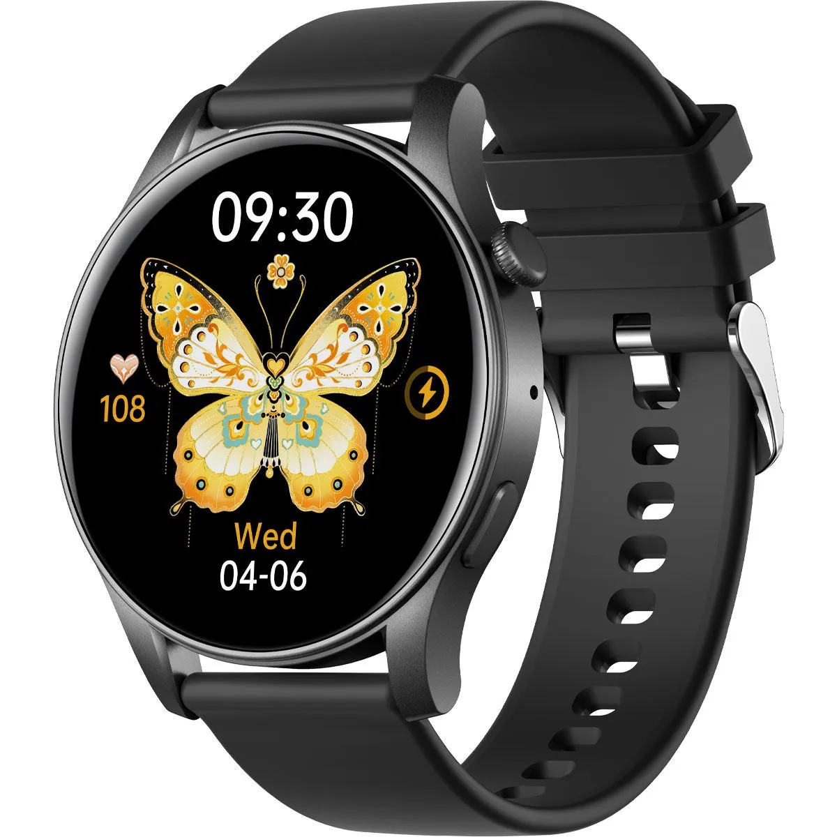 BezosMax AI Smart Watch AMOLED Screen Fitness Tracker & Bluetooth Call - Silicone strap Black