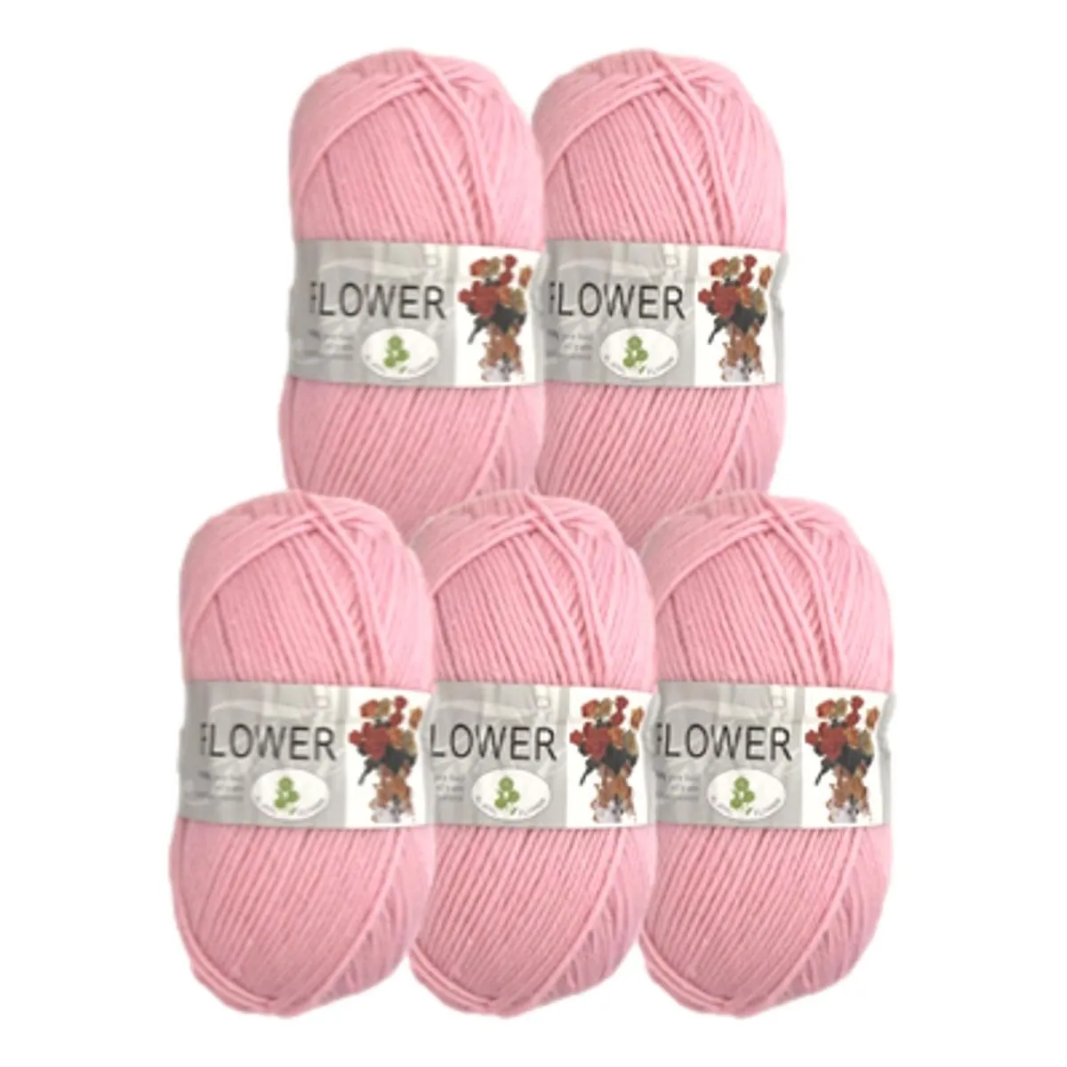 Double Knitting Polyester Yarn 100g (Pack of 5) Pink