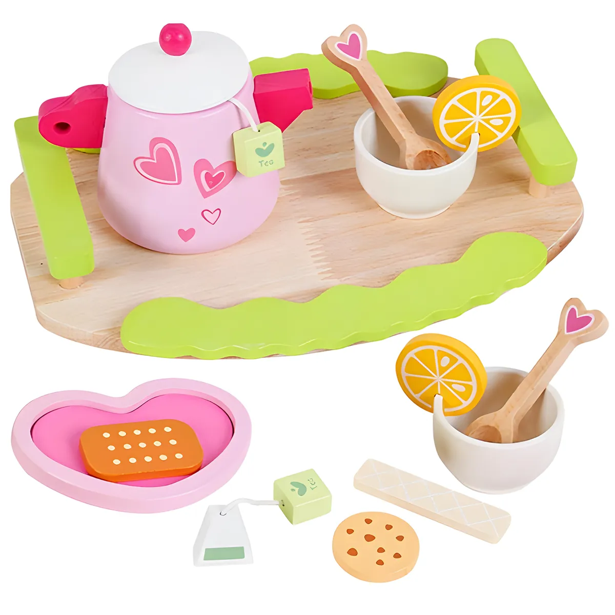 Wooden Play Tea Set Kitchen Play Set - Girl Role Play Toy