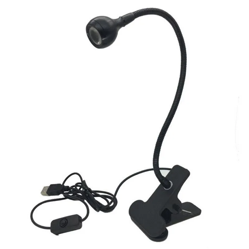 Long Neck Mini Finger Nail Lamp with Table Clip 5W - Black