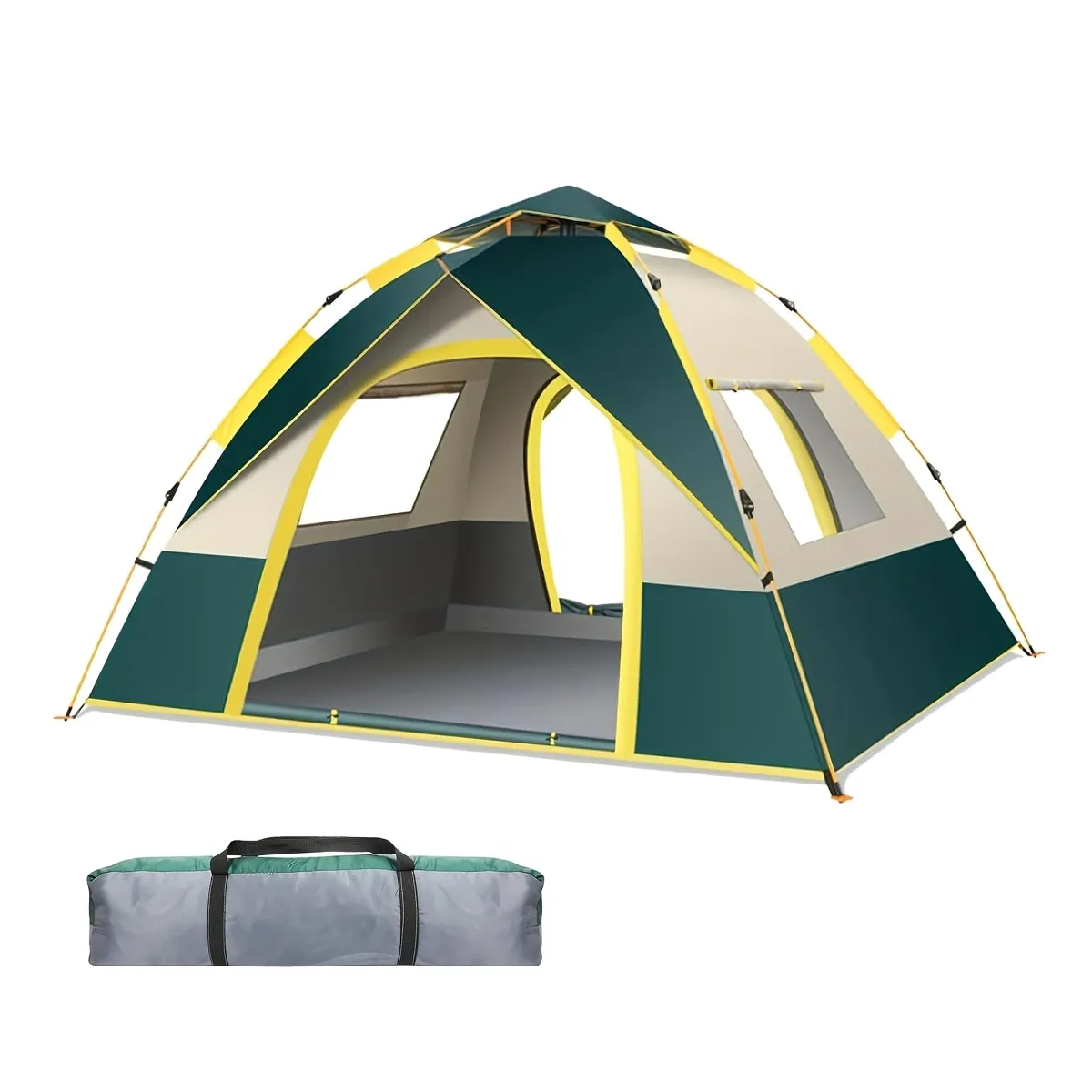 Automatic Instant Setup Camping Tent All Season Dual Doors Windproof - Green 200x200cm