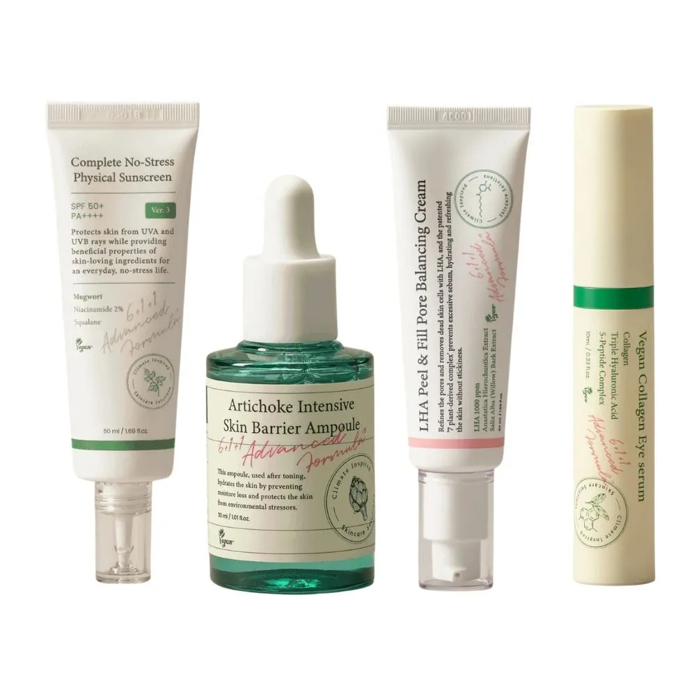 Essential Skincare Set: Sunscreen, Ampoule, Pore Cream & Eye Serum