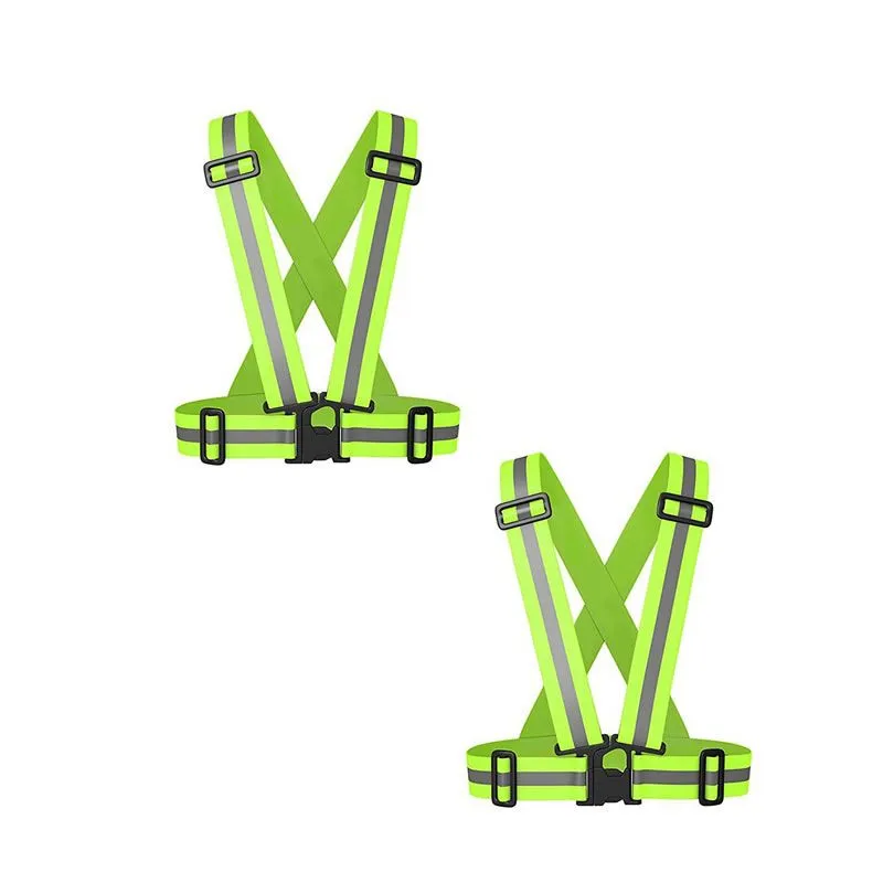 2-Pack Of Visibility Safety Reflective Vest Belt Jacket ND-10 - Green