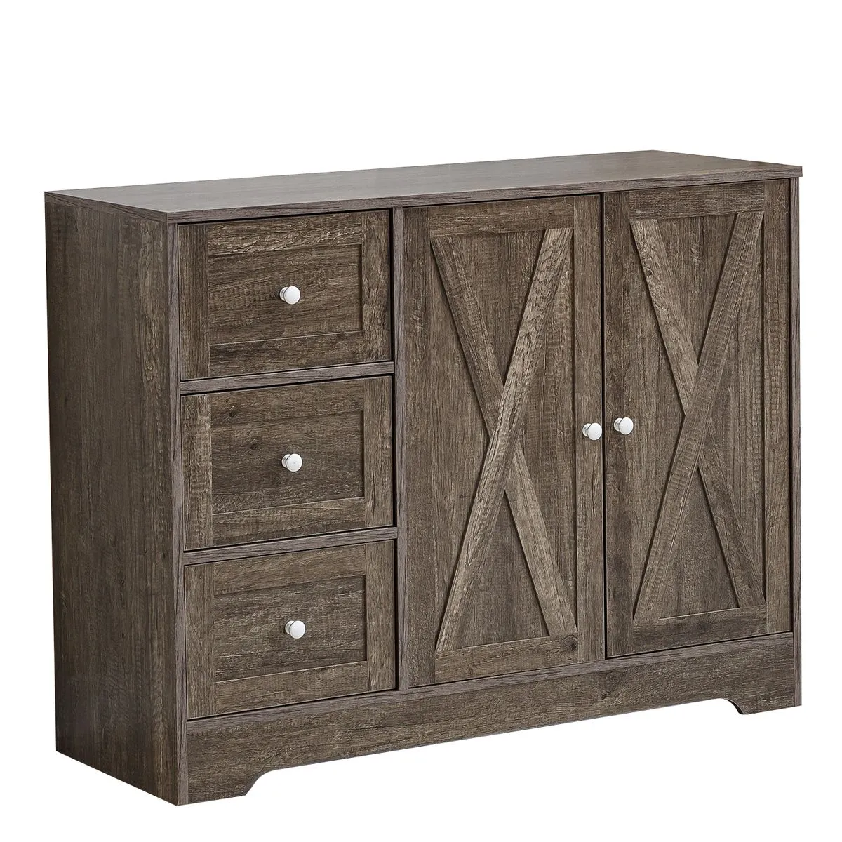 Sideboard Buffet Kitchen Cabinet Coffee Bar 3 Drawers 2 Storage Cabinet - Brown