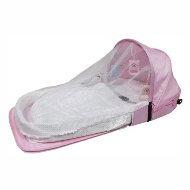 Baby Bed Foldable Nest with Mosquito Net - Pink