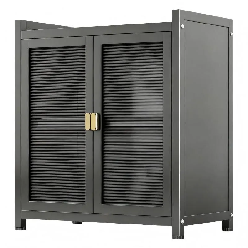 Ruvuma Kitchen Pantry Cabinet Freestanding StorageCabinet withDish Storage - Black