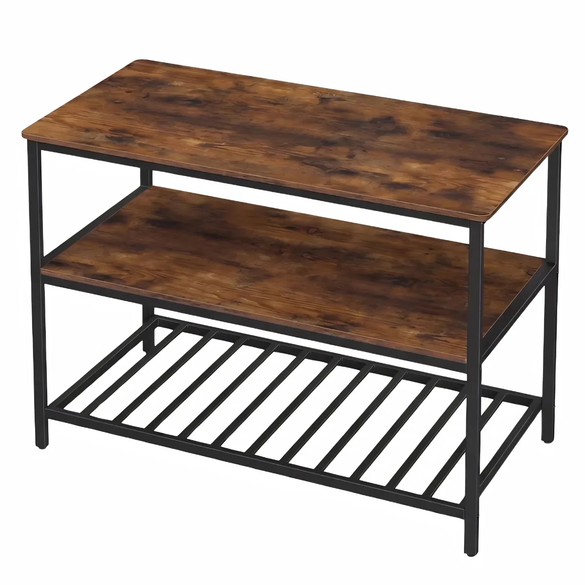 3-Tier Kitchen Island Storage Shelf - Rustic Brown