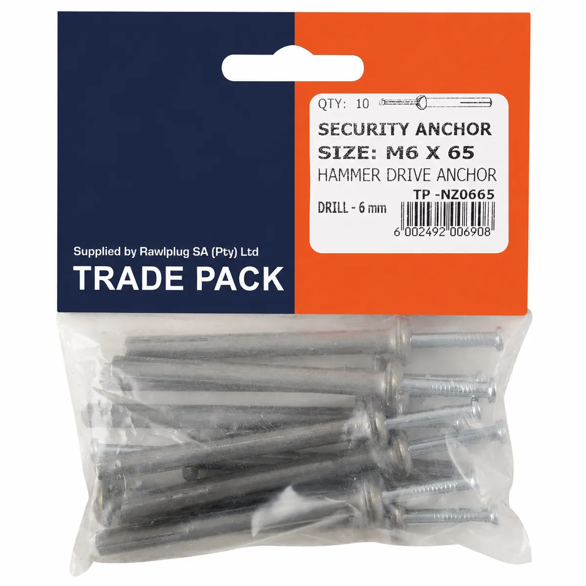 Hammer Drive Anchors - TPNZ0665 - 80/6 x 65mm - 10 Pack