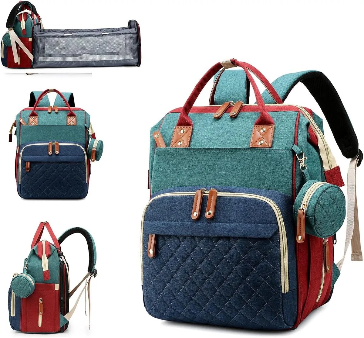 Baby Diaper Bag with Changing Station and Pad, Multi-Function Backpack - Green