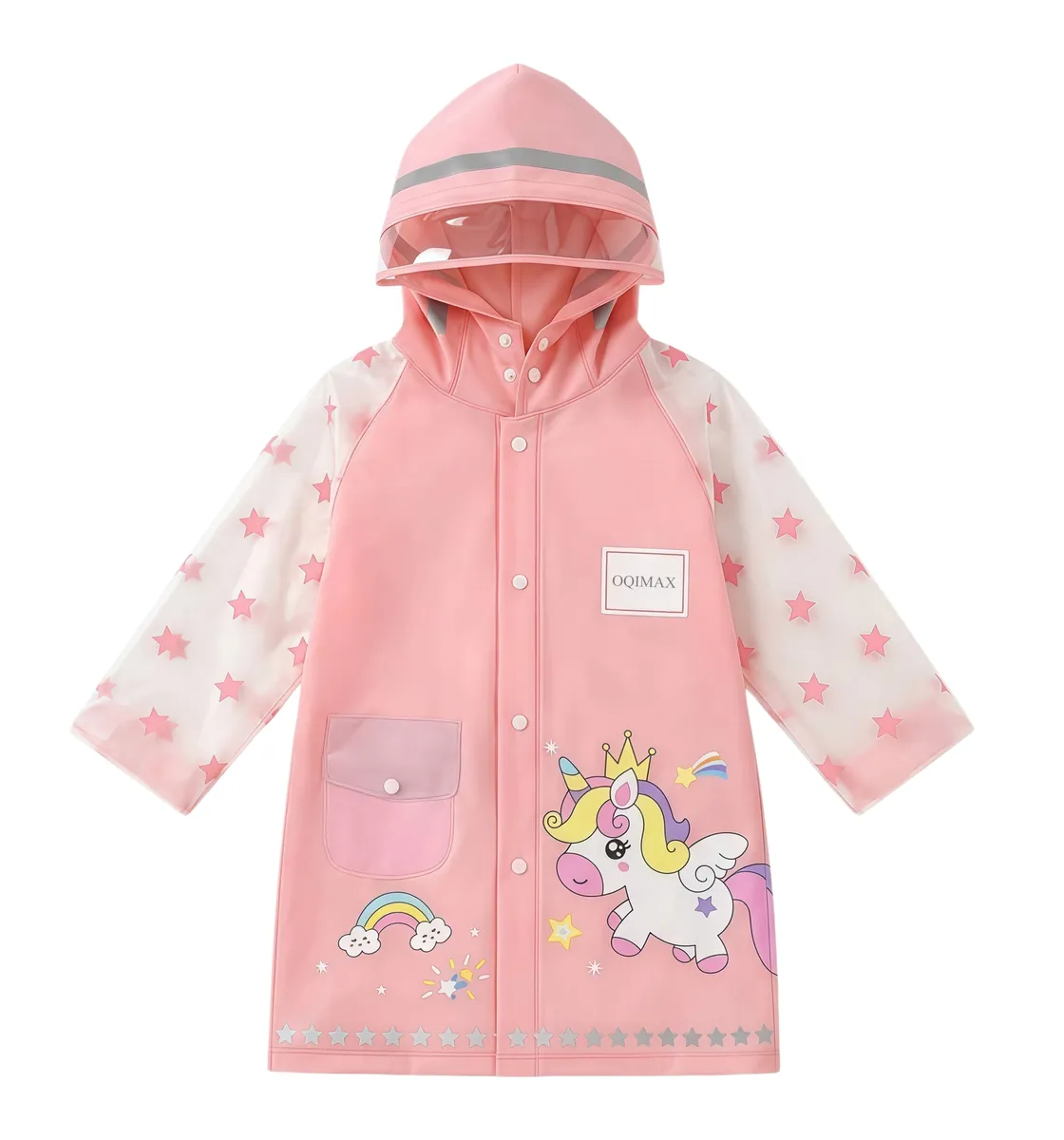 OQIMAX Kids Waterproof Raincoat Cute Poncho Jacket Size L 5-6 Years