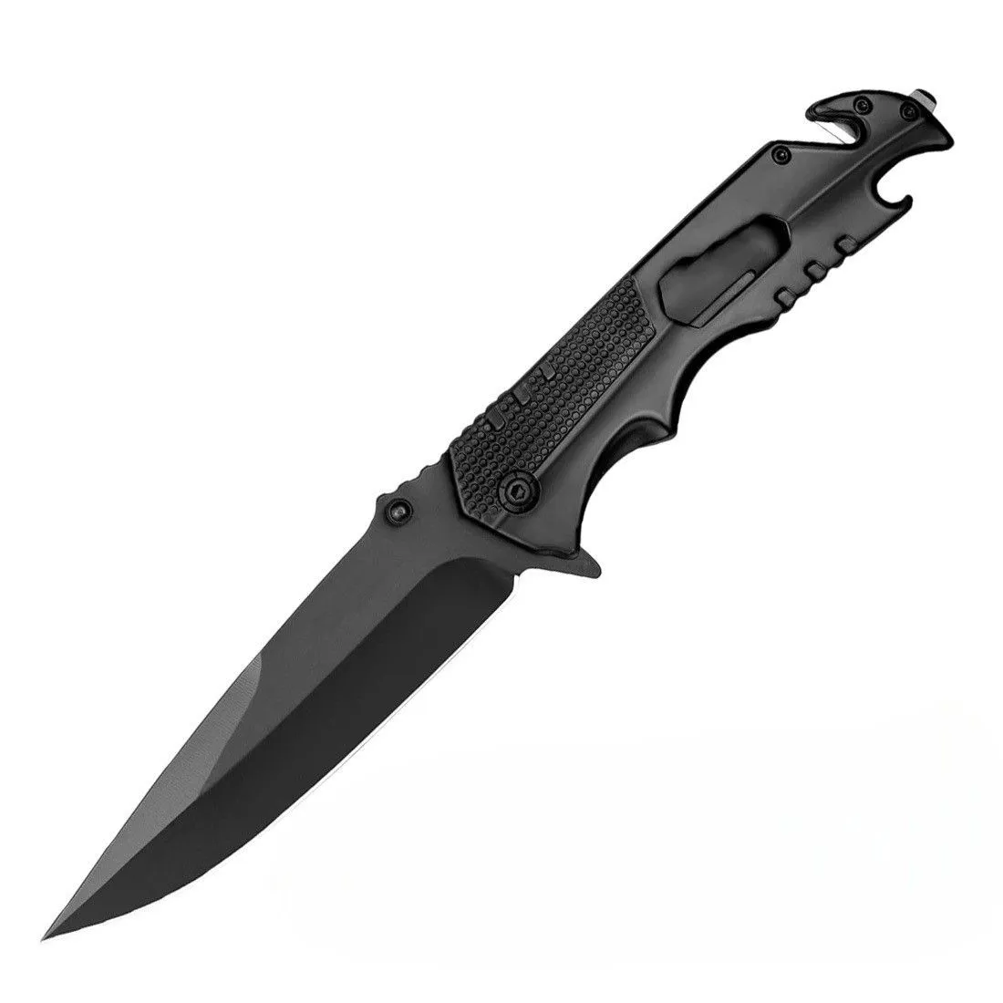 Camping Folding Knife Hunting Fishing Survival Tactical Pocket Knives - Black
