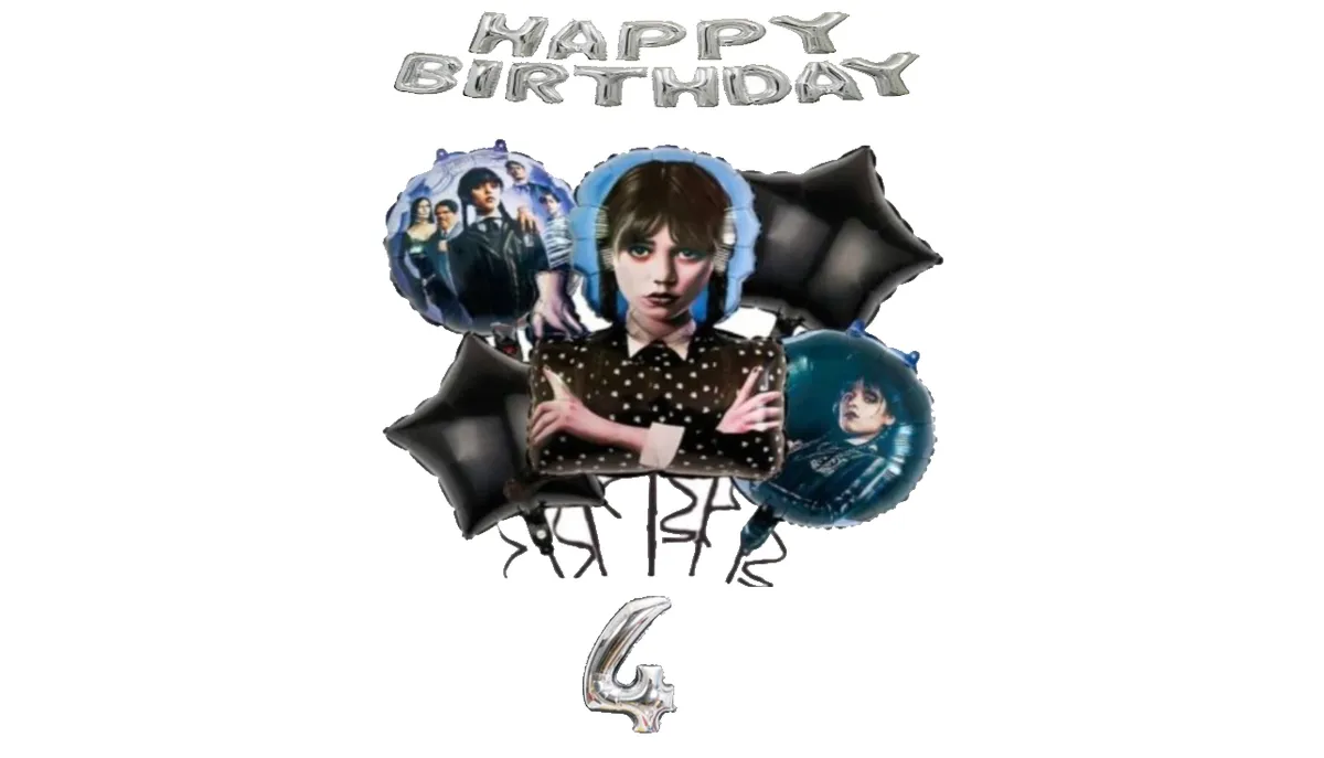 Wednesday Happy Birthday Balloon Set 4 Years