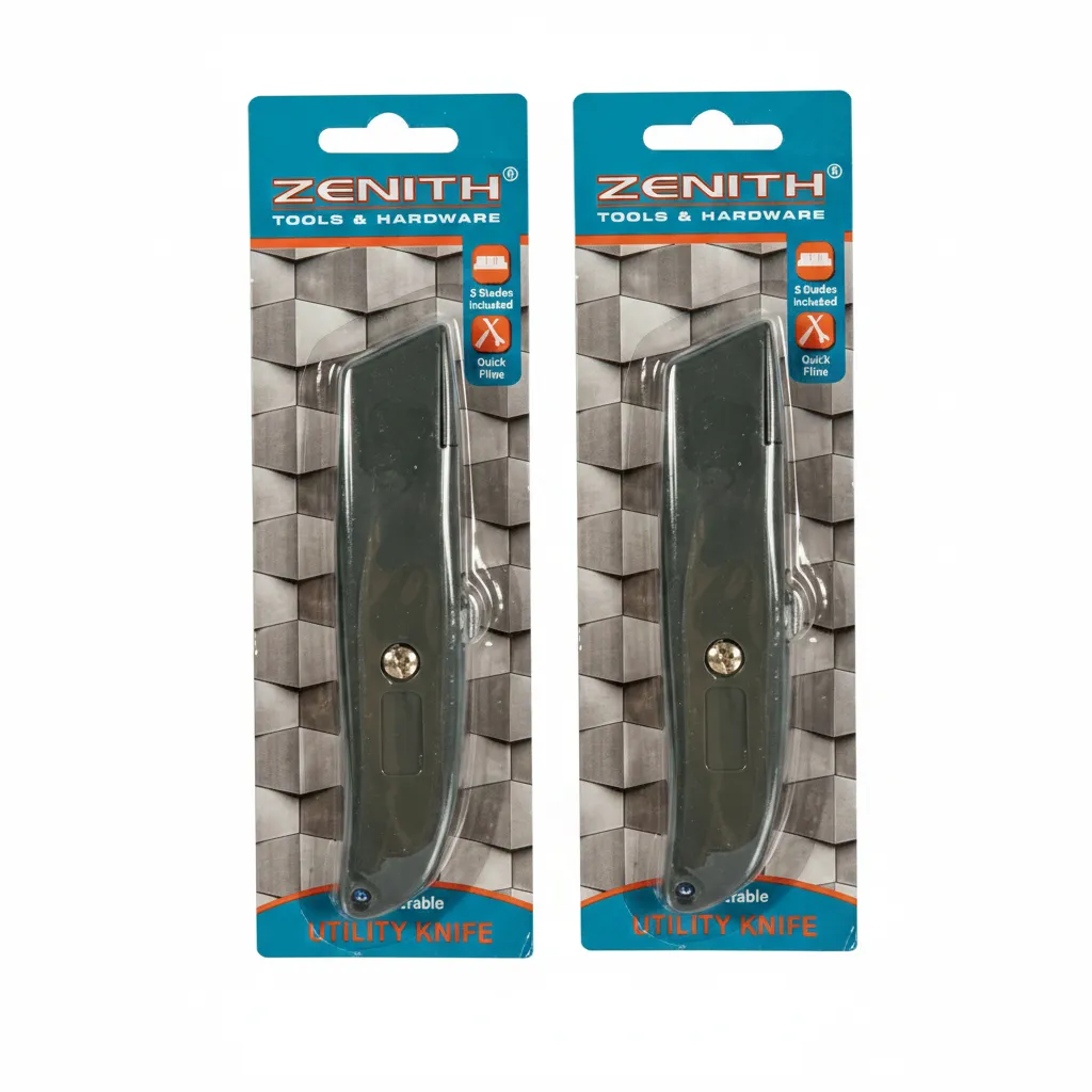 Zenith Retractable Utility Knife with 5 Spare Blades for Trimming - 2 Pack