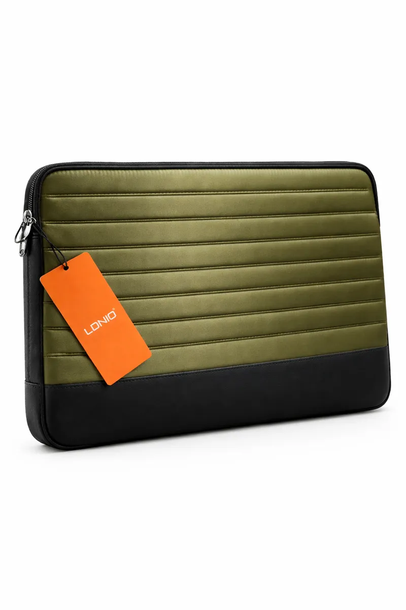 14 Inch Padded Laptop Sleeve Case with Zip | Scratch Resistant-B02-2 - Green, Black