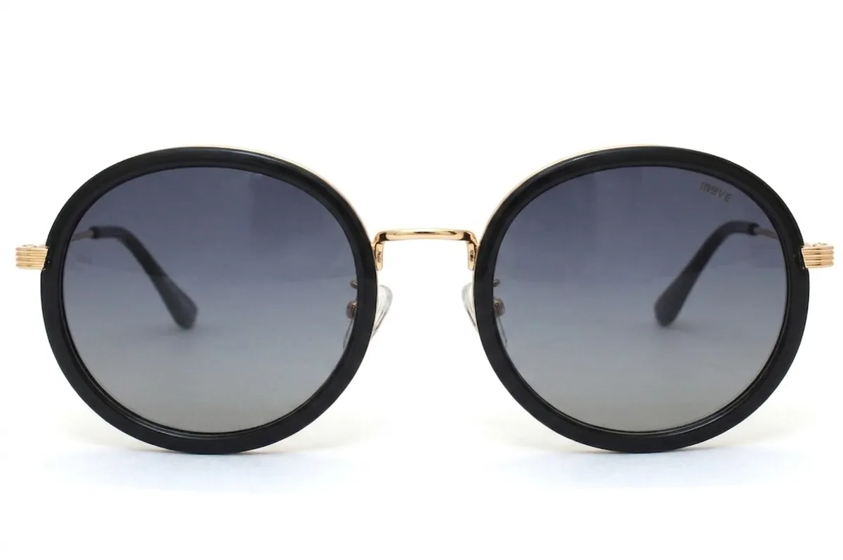 Move Eyewear Round Polarized Men's Sunglasses - MVS206 - Black & Gold