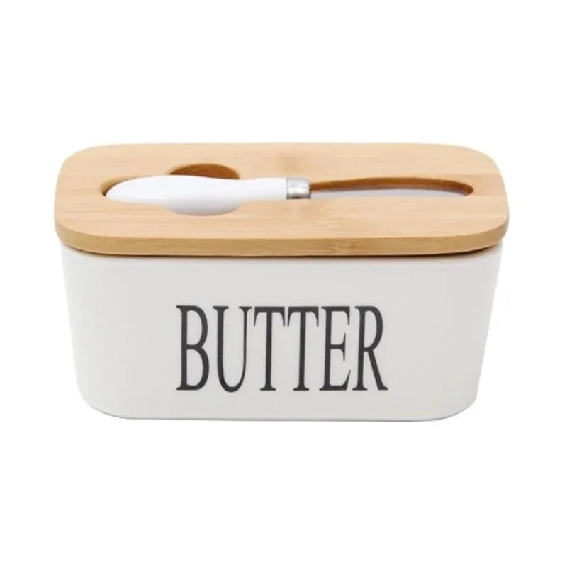 Nordic Ceramic Butter Dish with Knife