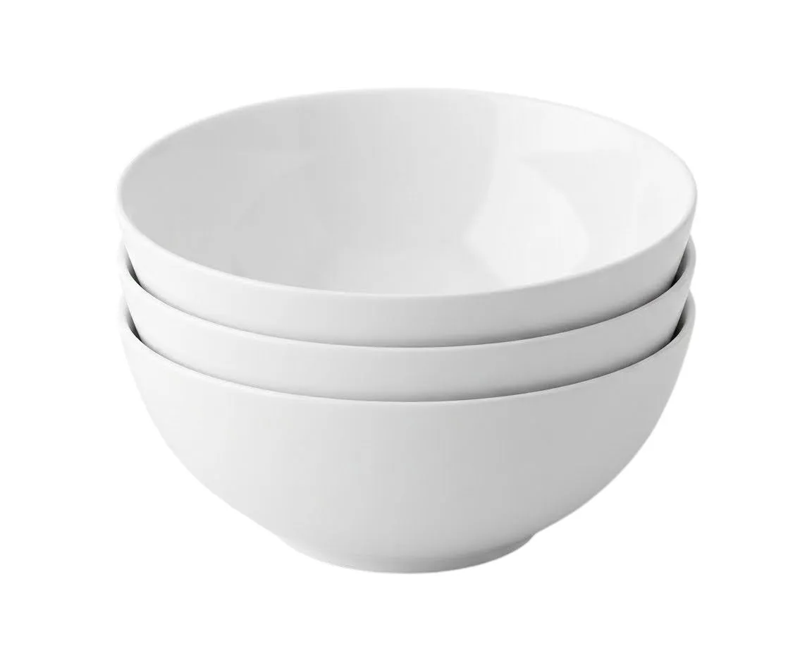 Home 8-Inch White Porcelain Salad & Serving Bowls - Set of 3