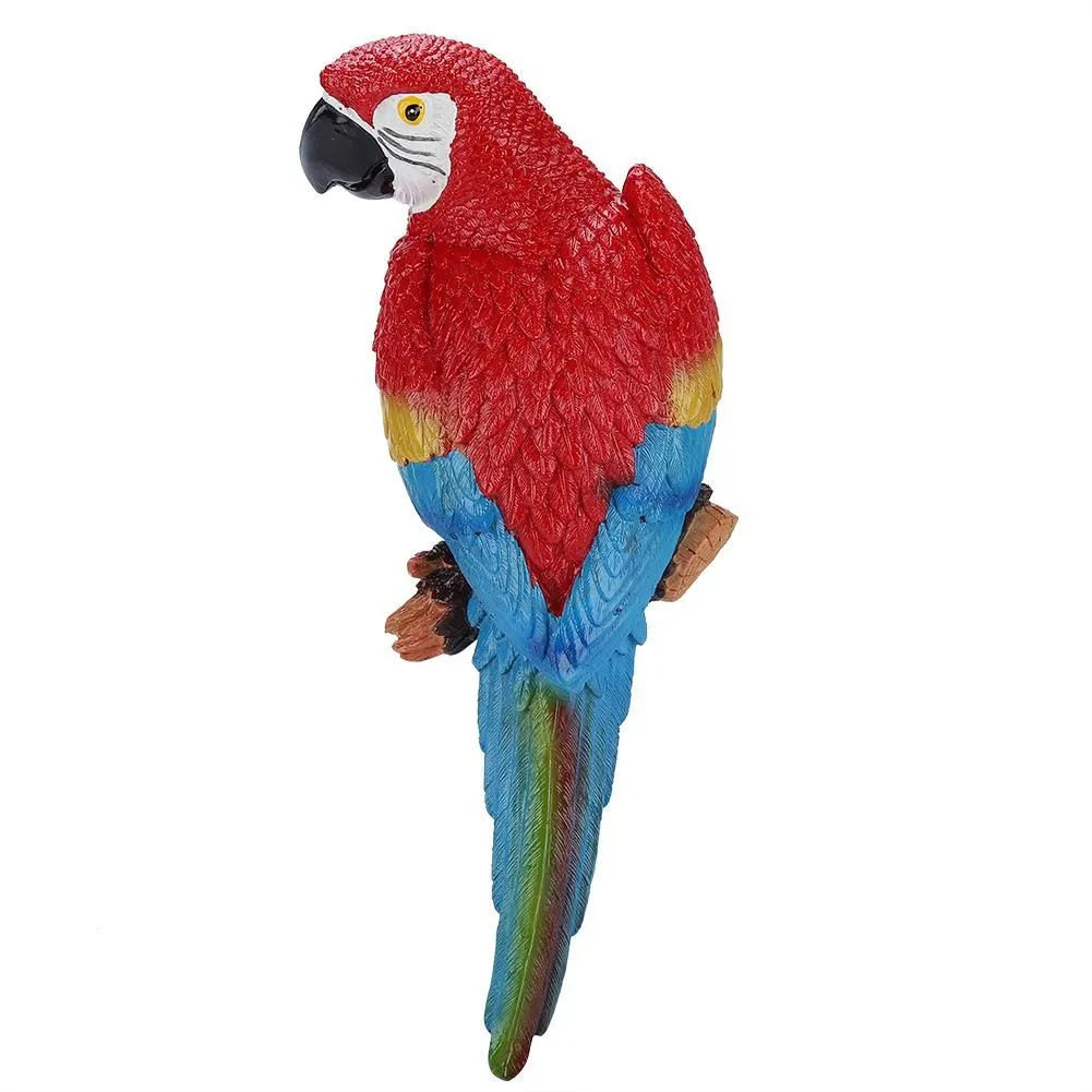 Resin Lifelike Half-Faced Parrot Ornament Wall Decor Red Right 31cm