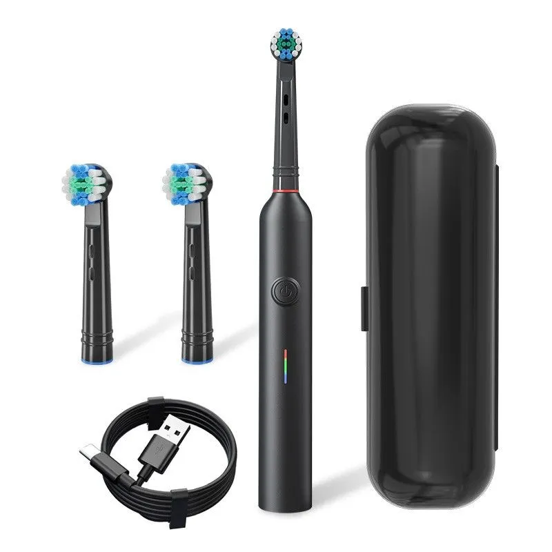 Waterproof Rotary Toothbrush, Electric Toothbrush, Black, 1 Set