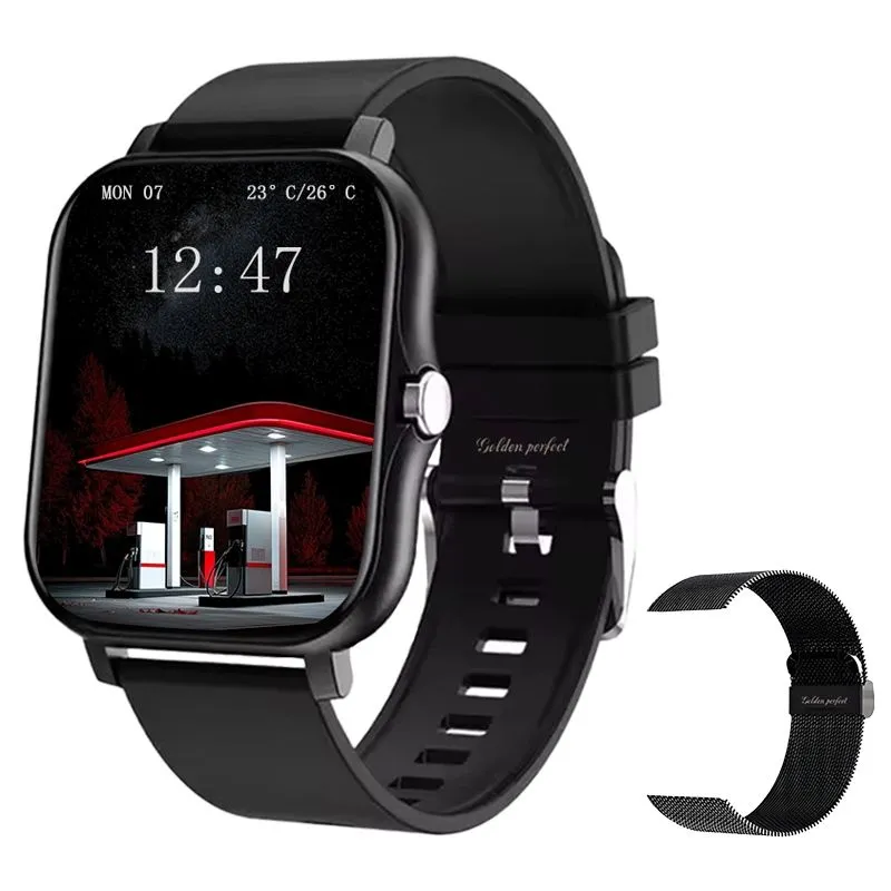 Black Dual Strap Smartwatch for Men 1.83" HD Fitness Watch 120+ Modes