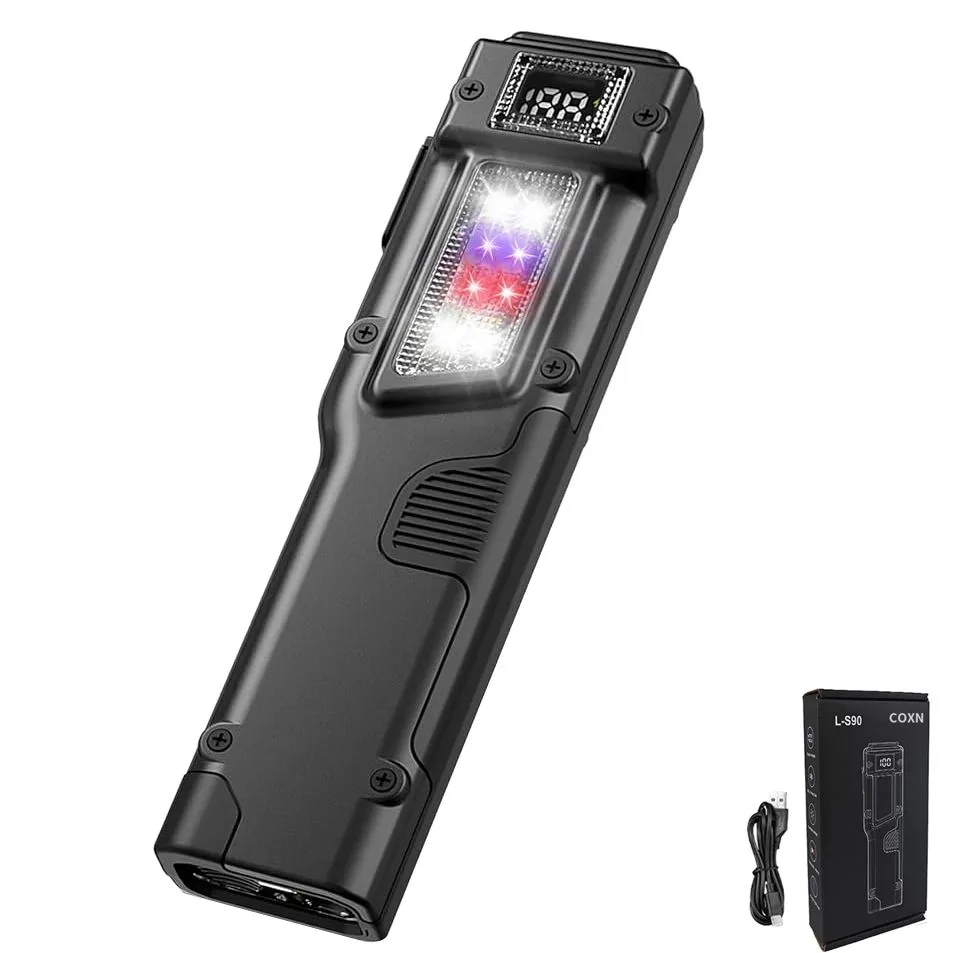 Rechargeable EDC Flashlight with Clip, Portable Pocket Light UV Red Light - Black