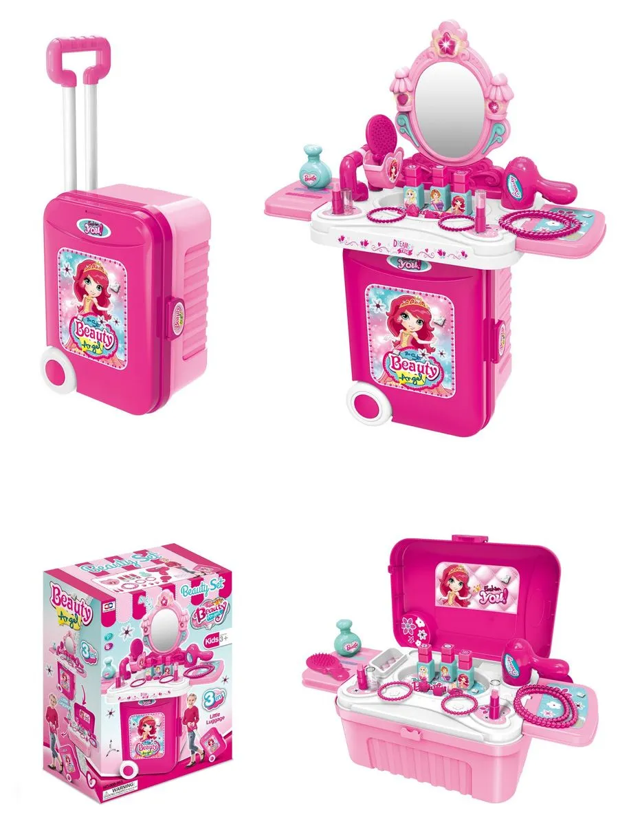 Vanity Dressing Play Set in Luggage Trolley
