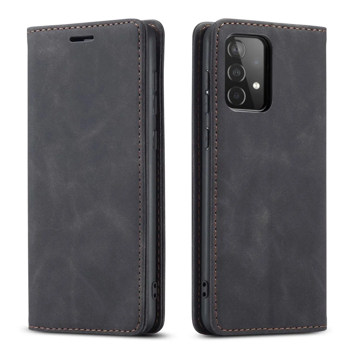 Magnetic Wallet Phone Case compatible with Samsung Galaxy A52 - 6.5" (2021) - Black