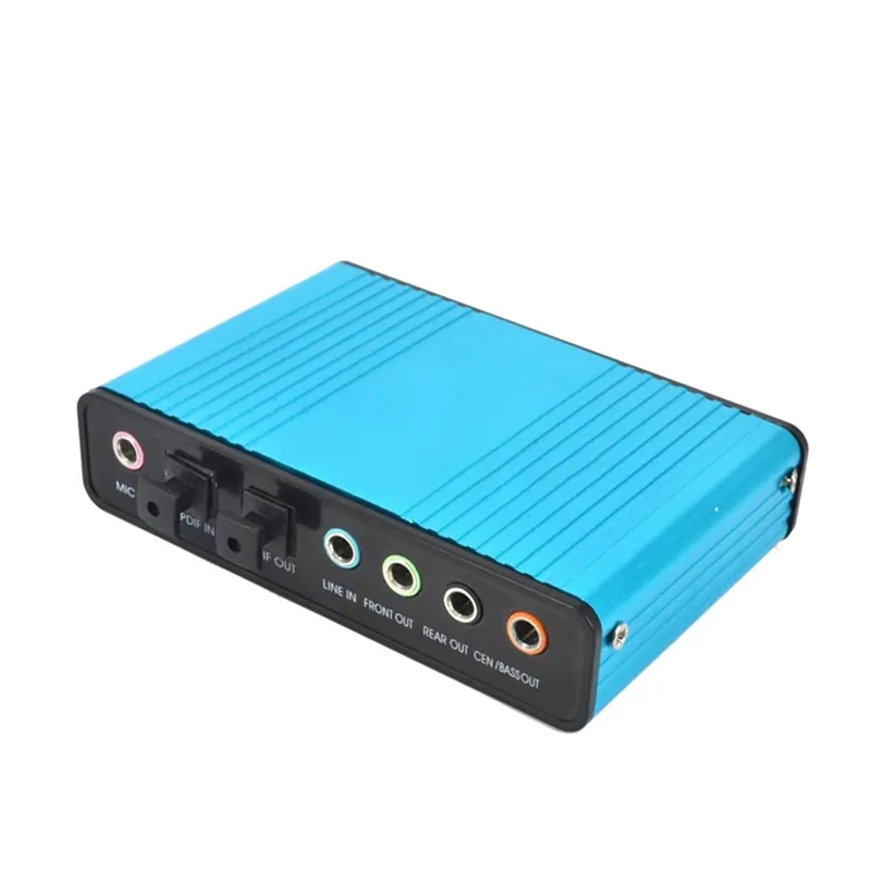 USB 6 Channel 5.1 / 7.1 Surround External Sound Card (Blue) Car Accessories