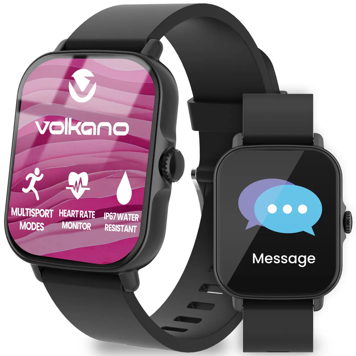 Volkano Active Tech Serene Series Fitness Watch with Heart Rate Monitor - Black