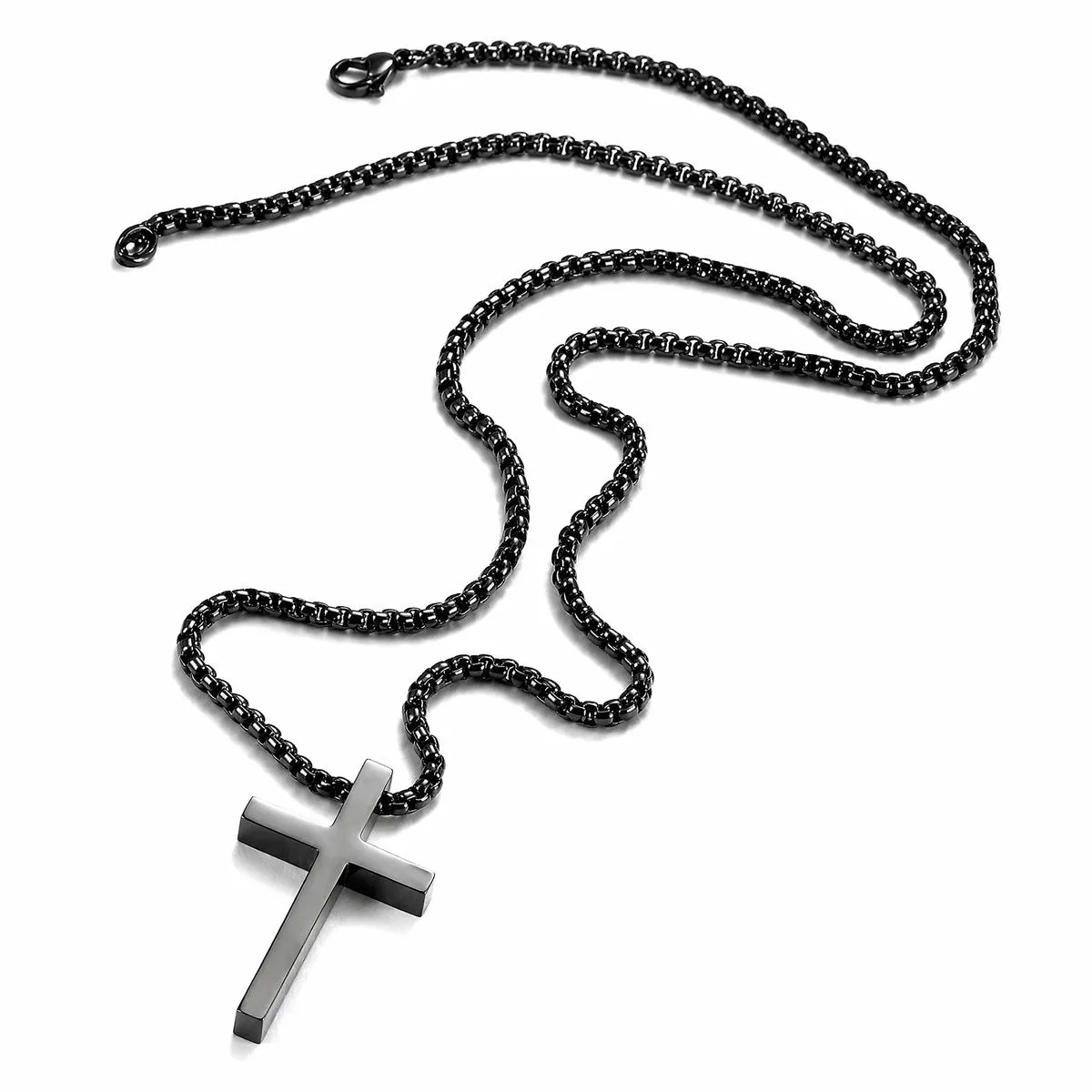 Cross pendant necklace stainless steel Metal - Black