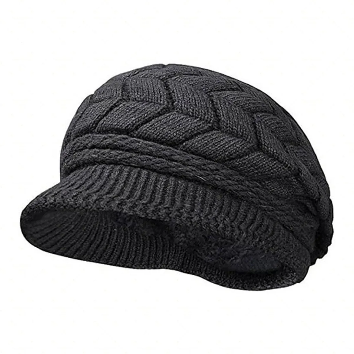 Women Winter Warm Knit Hat Wool Snow Ski Caps with Visor