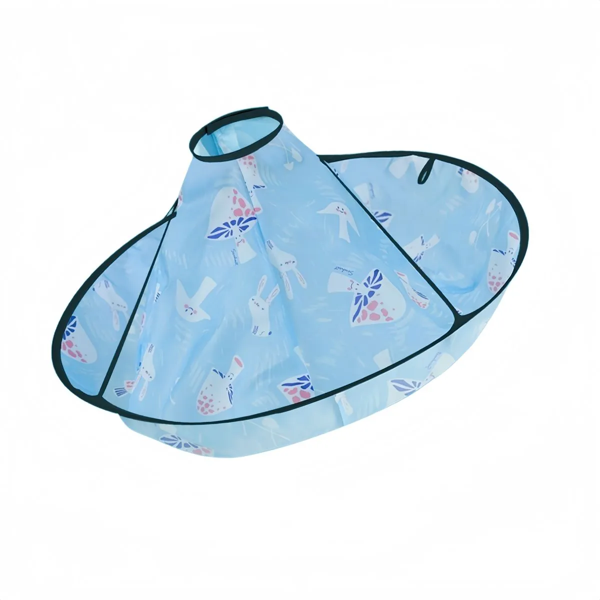 Foldable Hair Catcher Cape - Light Blue Rabbit, Baby and Kids Haircut
