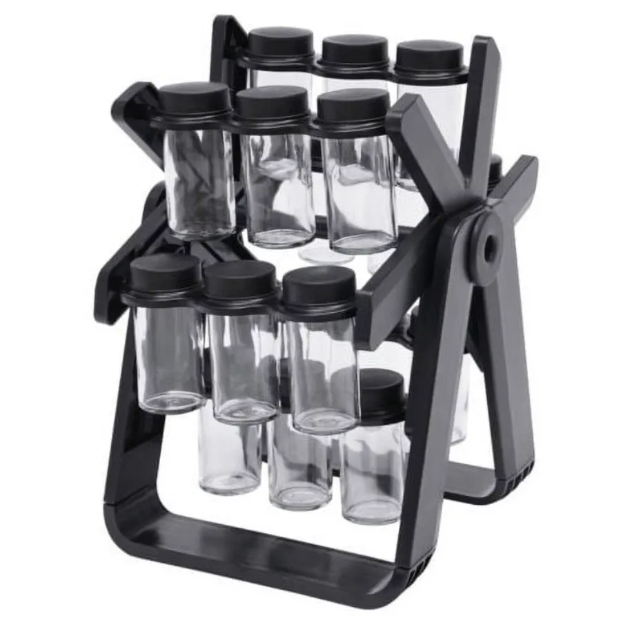 360 Revolving Spice Rack Set with 18 Spice Jars Spice Tower Organizer
