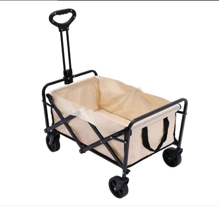 Cream Heavy Duty Folding Camping Cart Utility Wagon