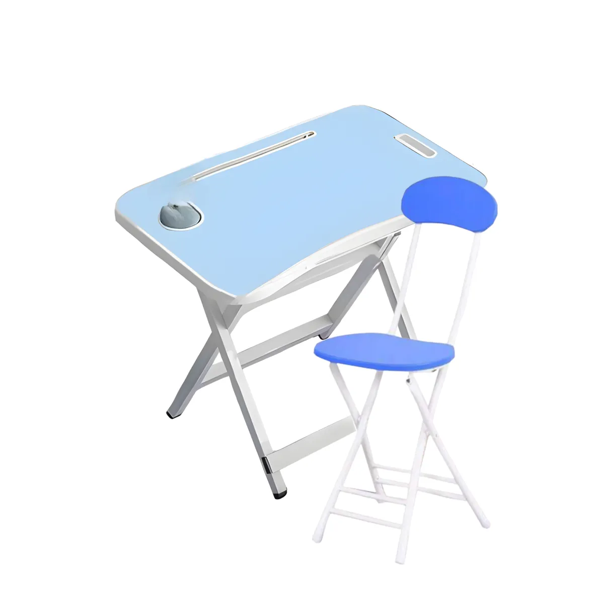 60 x 40 x 52cm Foldable Children's Study Table With Chair Cup, Book Holder - Blue