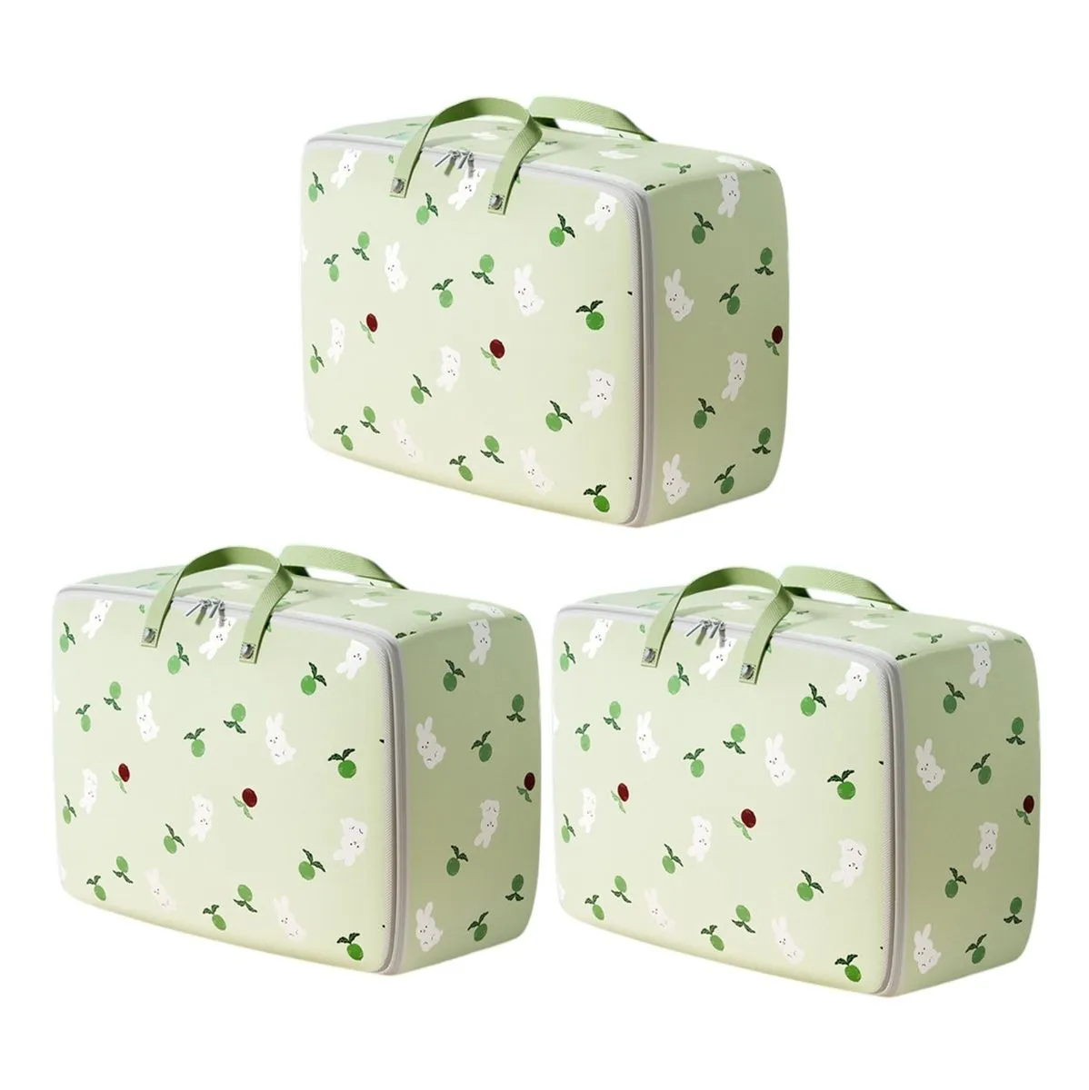 3 Pack - Flower Print Extra Large Waterproof Storage Bag - Green