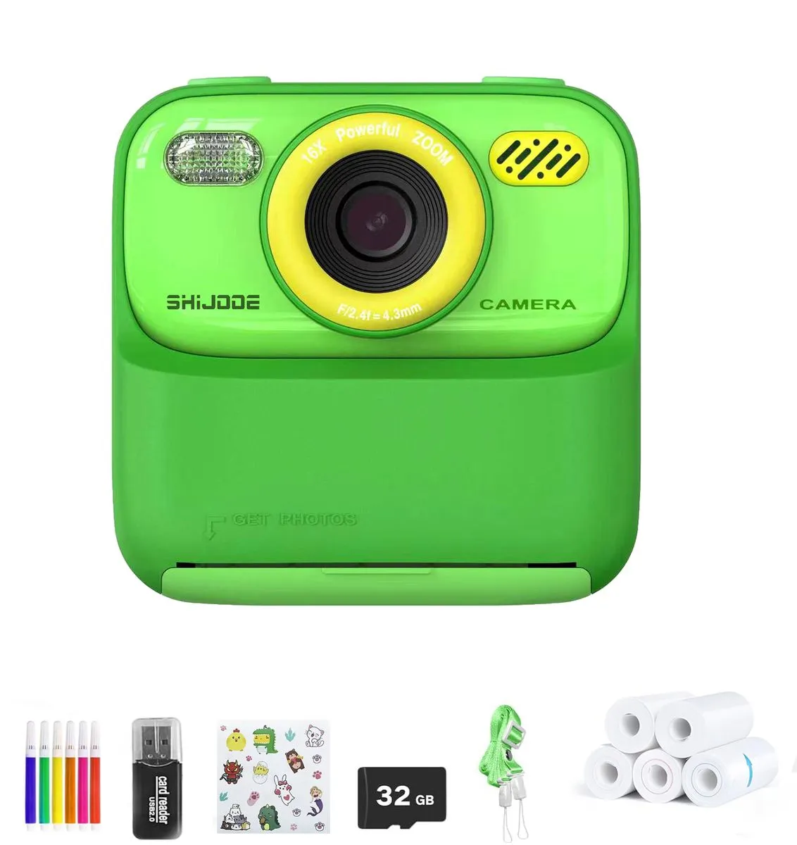 Shijooe Instant printing cameras for kid with 5 rolls of printing paper
