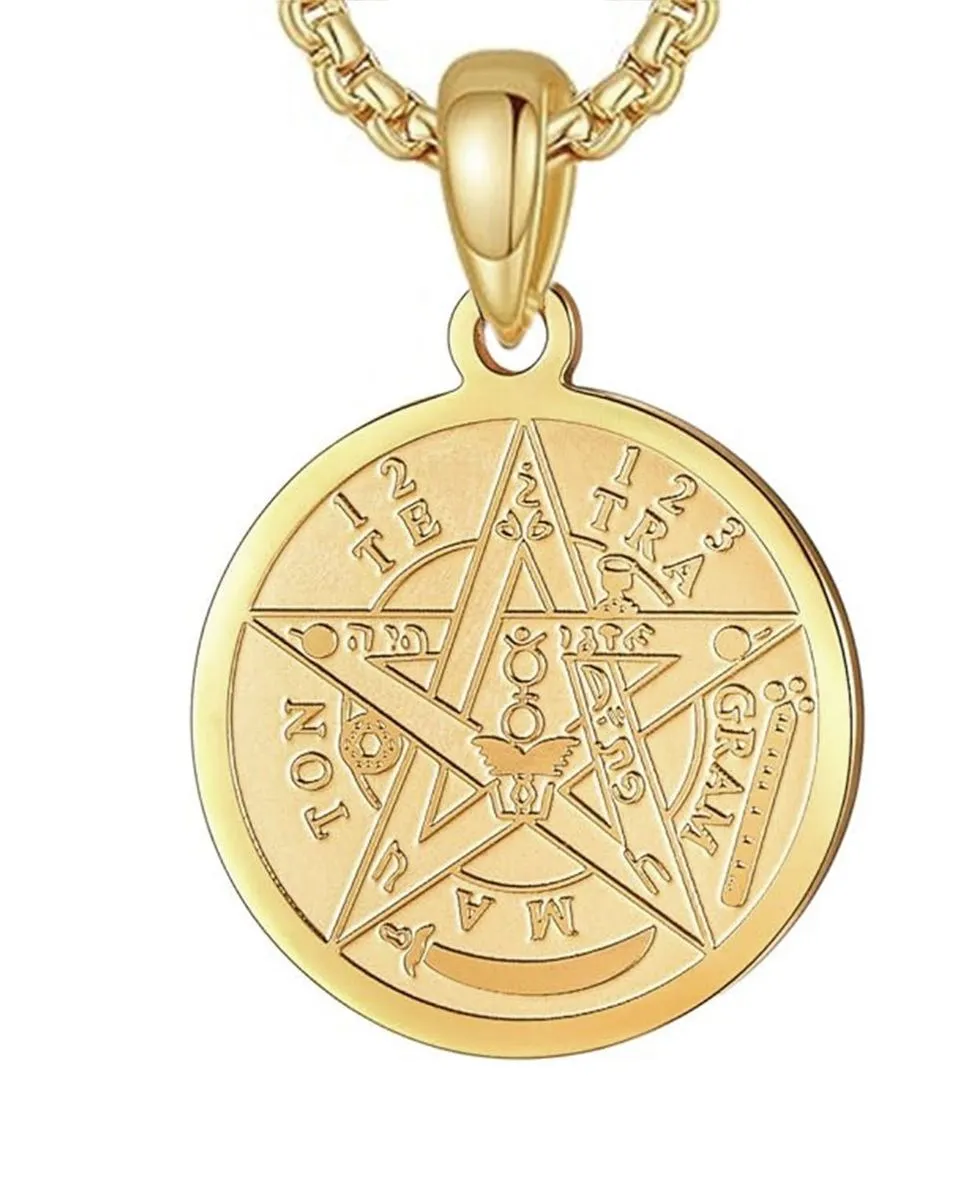 Tetragrammaton Pentacle Necklace for Women Men, Vintage Guardian Star Jewel