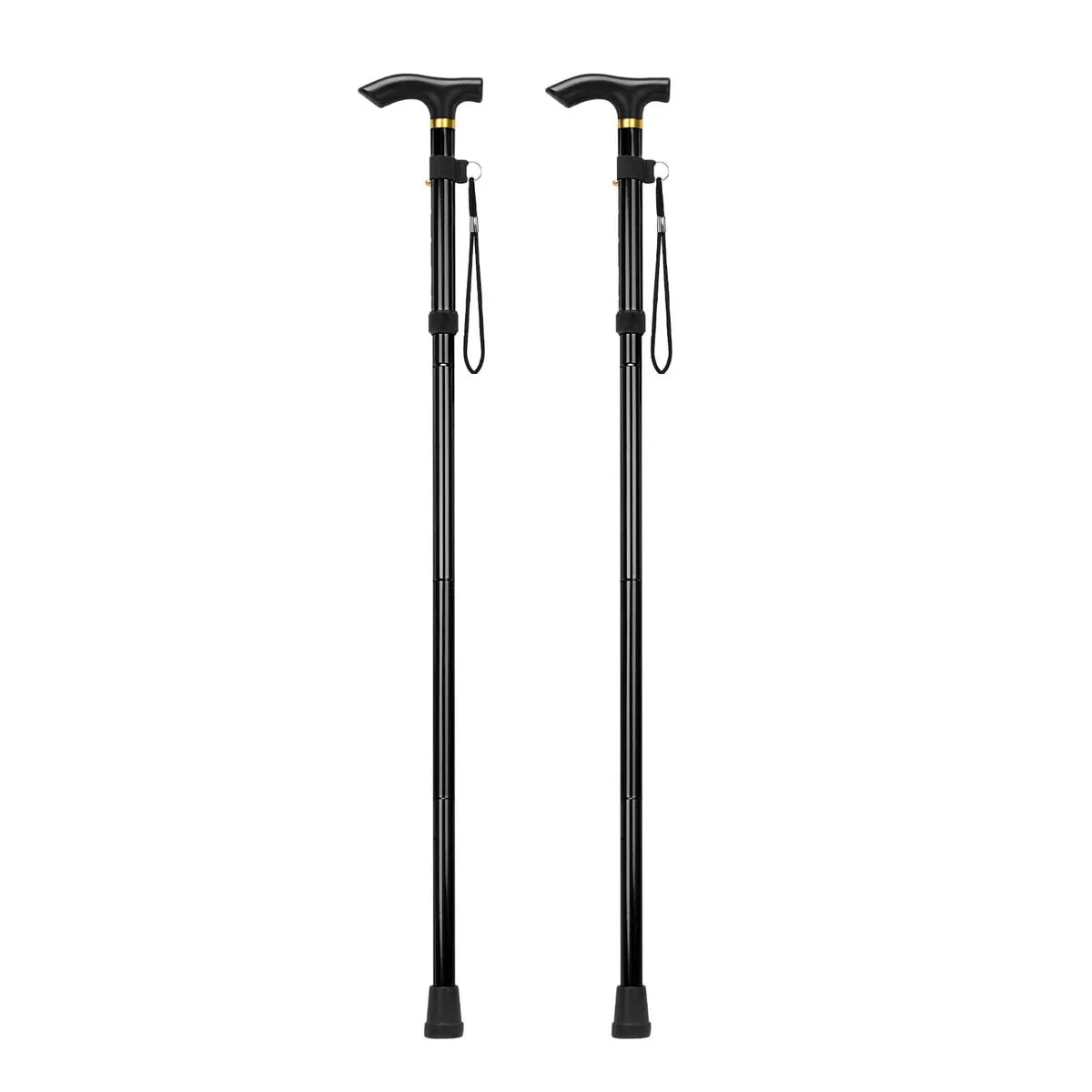 2PCS Telescopic Folding Mountaineering Cane, Adjustable Elderly Cane